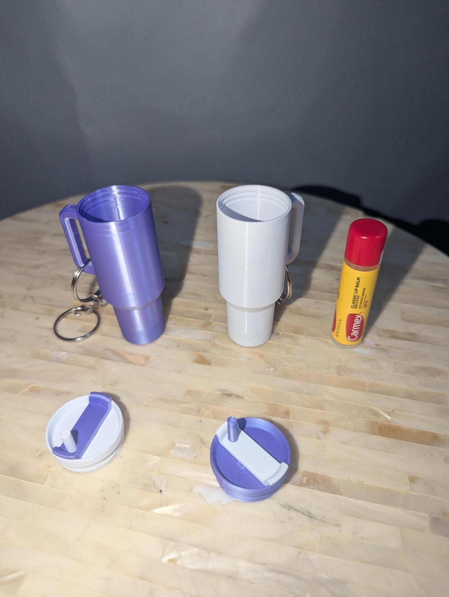 Mini Tumbler Chapstick Holder Keychain – Custom Drink Cup Keyring Accessory – Fun Gift Idea - Chapstick holder- Cute Bag Accessory