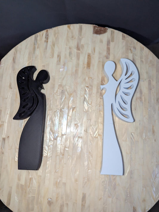 Modern Angel Silhouette Statue – Black & White Angel Figurine | Elegant Christian Home Decor, Spiritual Gift