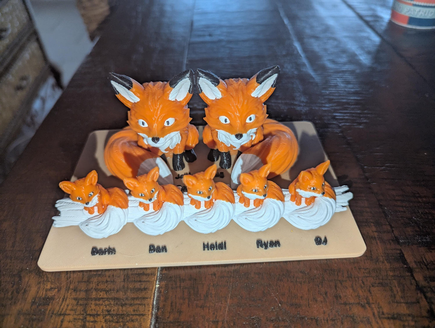 Fox Family featuring Mom, Dad and kids. can be customized. front view