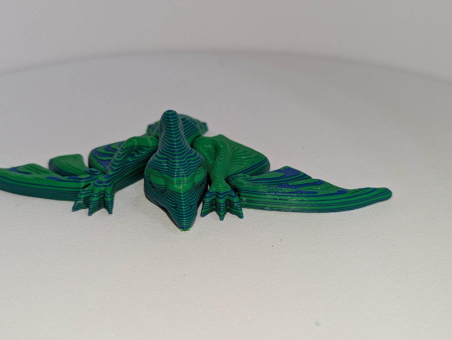 Top front profile of the adorable articulated pterodactyl. Super fun for dino lovers.