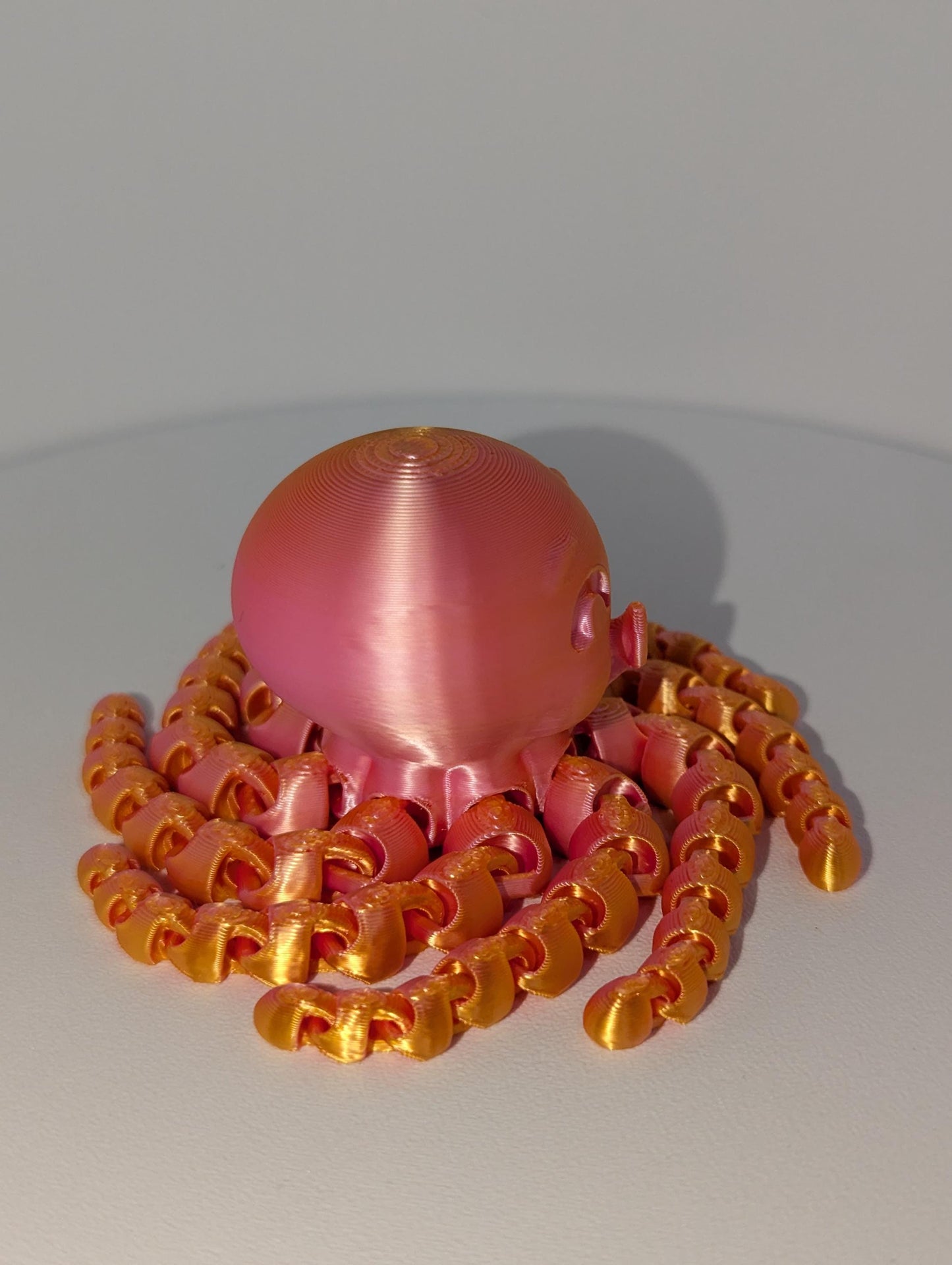 Side profile of the orange octopus