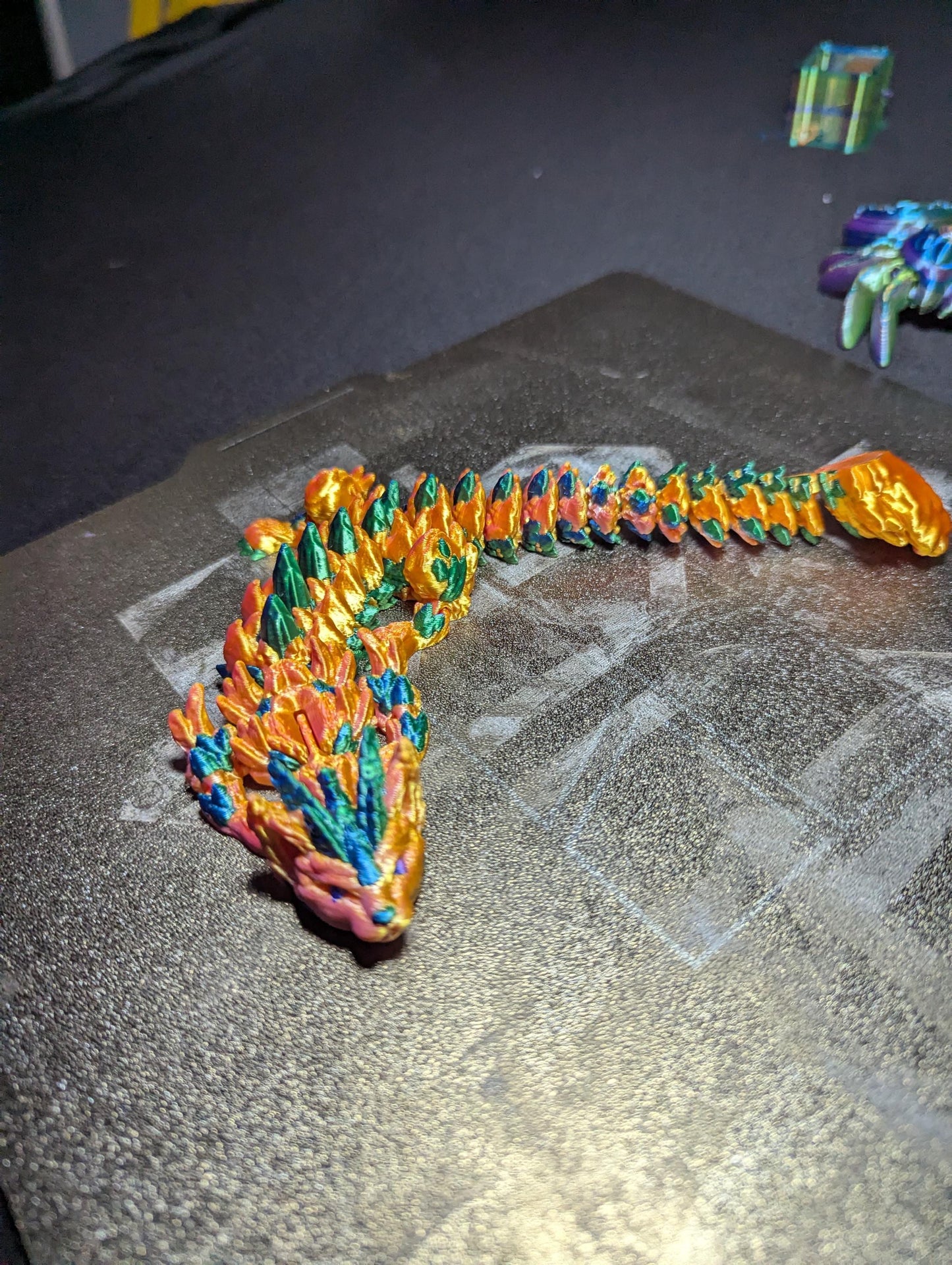 Articulating Cat Dragon 3D Printed Flexible Fantasy Creature Fidget Toy, Desk Buddy, Custom Feline dragon Egg design. Custom Cat Fidget