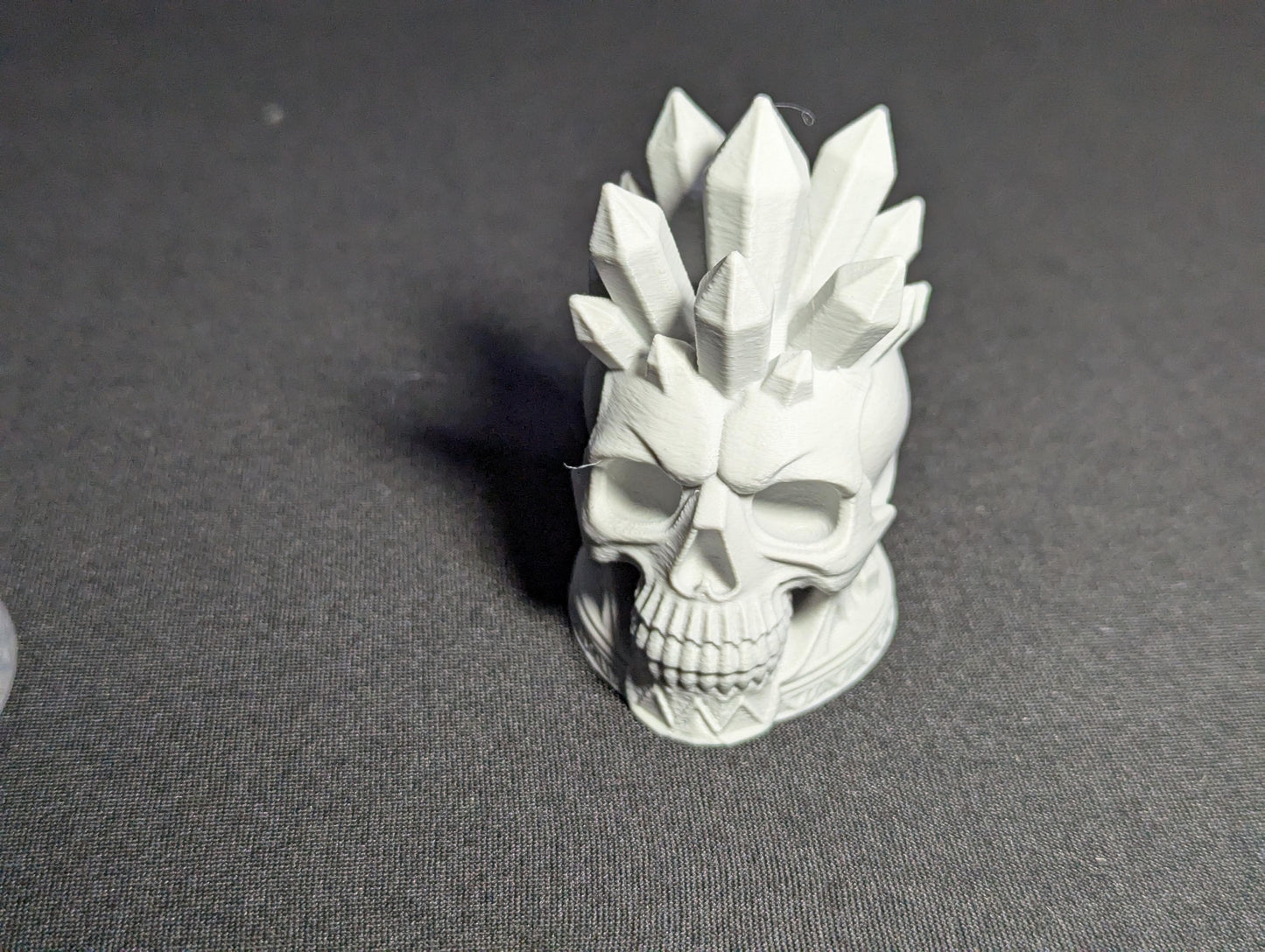 Gothic Crystal Skull, Spiked Skull Head Desk Decor | 3D Printed Gothic Skull Sculpture | Edgy Horror Office Accent