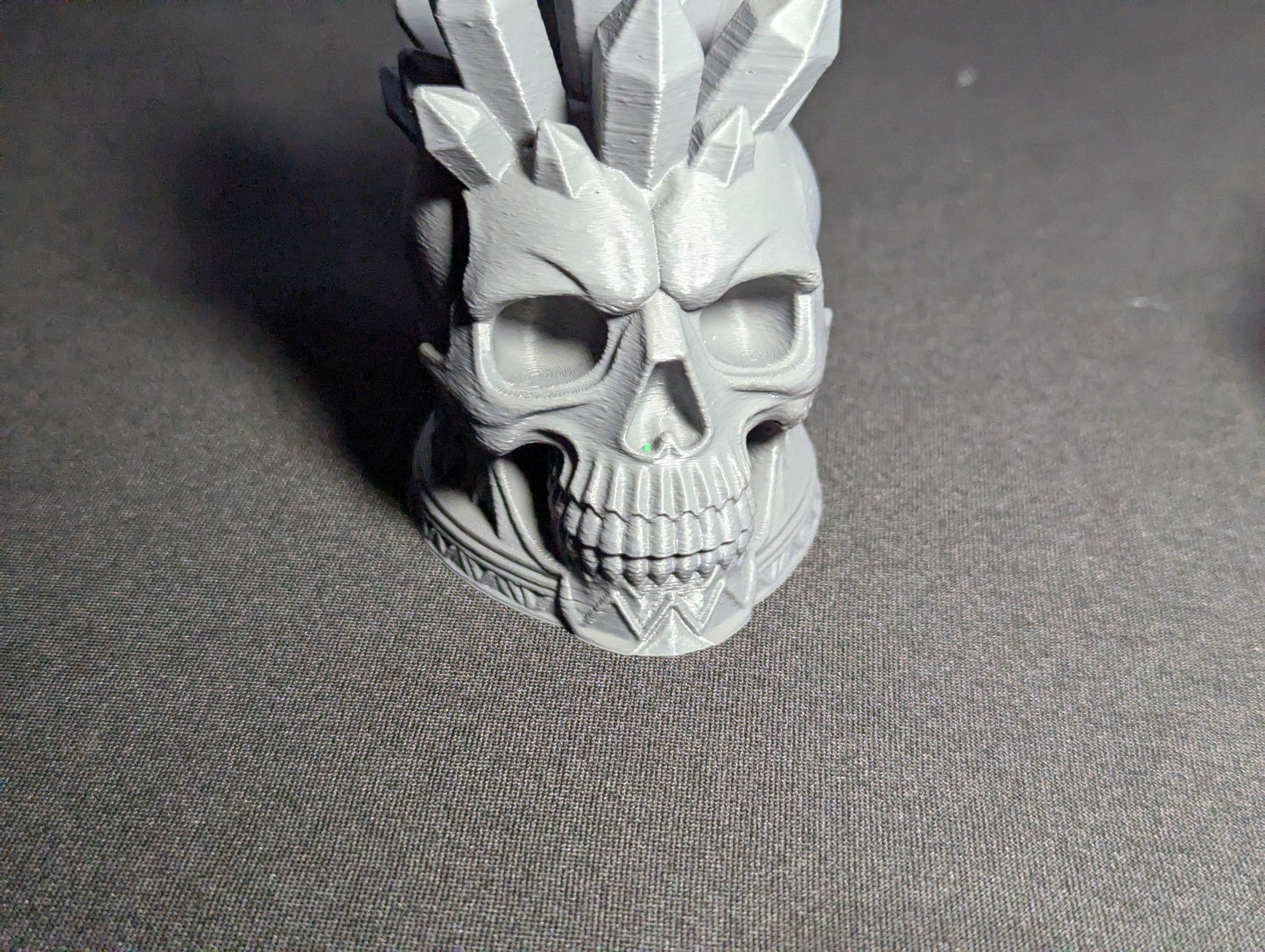 Gothic Crystal Skull, Spiked Skull Head Desk Decor | 3D Printed Gothic Skull Sculpture | Edgy Horror Office Accent