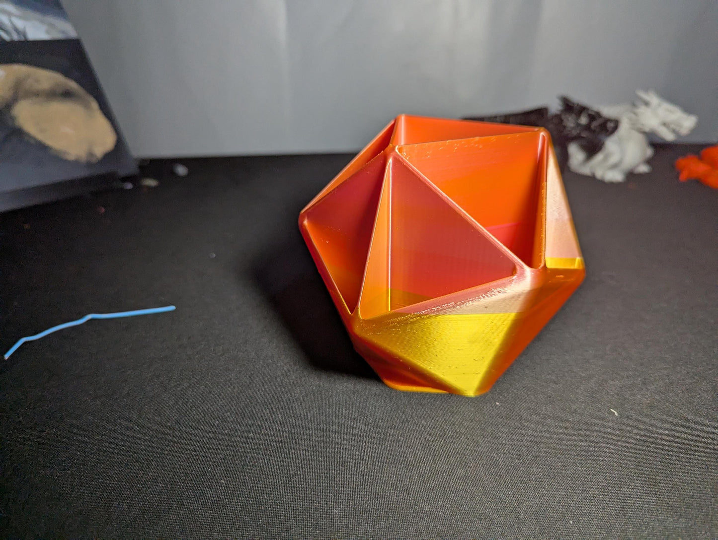 D20 Desk Organizer | Geometric 3D Printed Multi color Pen Brush Holder | Modern Office Decor | D&D desk holder| Dice D 20 Holder