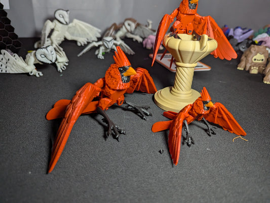 Articulated Cardinal Bird – 3D Printed Red Bird Figurine- Poseable 3D Print Desk Decor -Red Cardinal Figurine – Articulated 3D Printed Bird