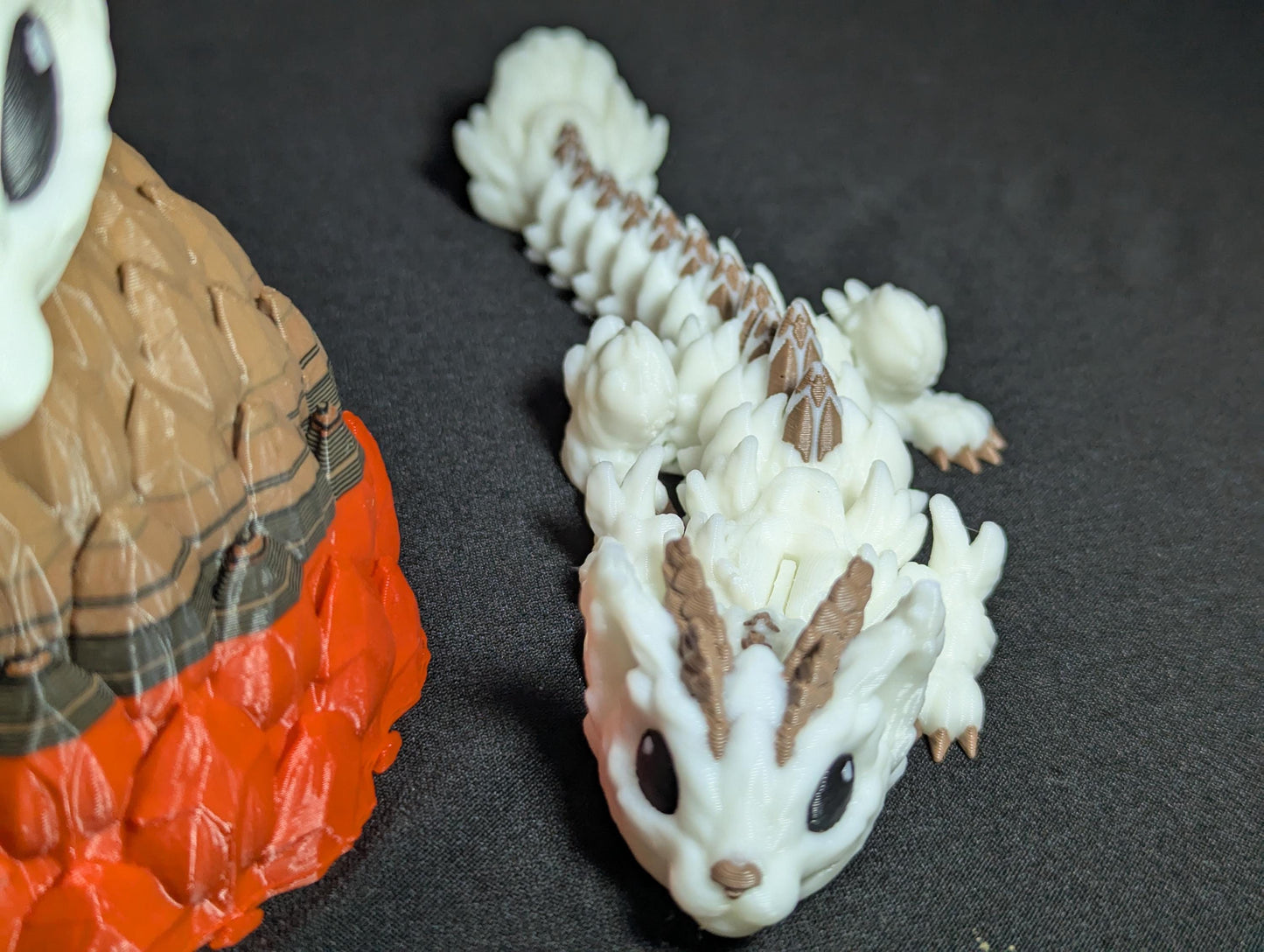 Articulating Baby Cat Dragon 3D Printed Flexible Fantasy Creature Fidget Toy, Desk Buddy, Custom Feline dragon Egg design.Custom Cat Fidget