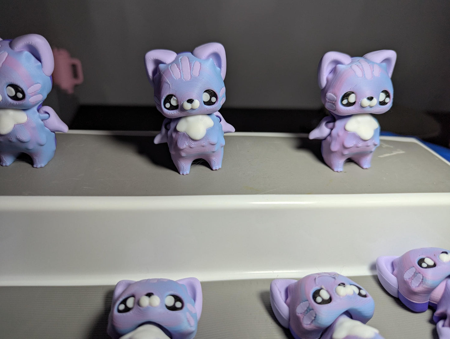 Mini Fantasy cat Figure – Cute Pastel Desk Buddy – 3D Printed Collectible Toy- cat flexi