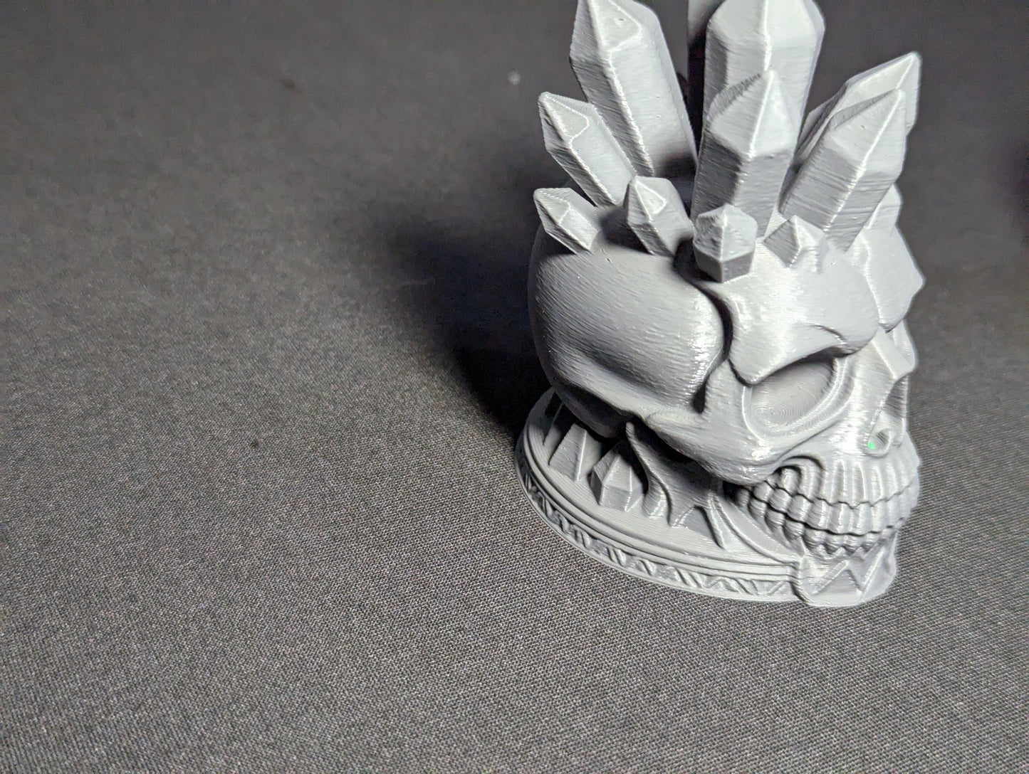 Gothic Crystal Skull, Spiked Skull Head Desk Decor | 3D Printed Gothic Skull Sculpture | Edgy Horror Office Accent