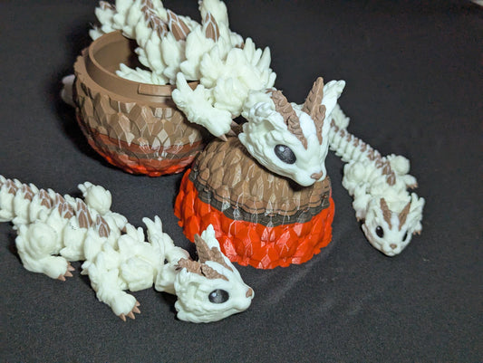 Articulating Baby Cat Dragon 3D Printed Flexible Fantasy Creature Fidget Toy, Desk Buddy, Custom Feline dragon Egg design.Custom Cat Fidget