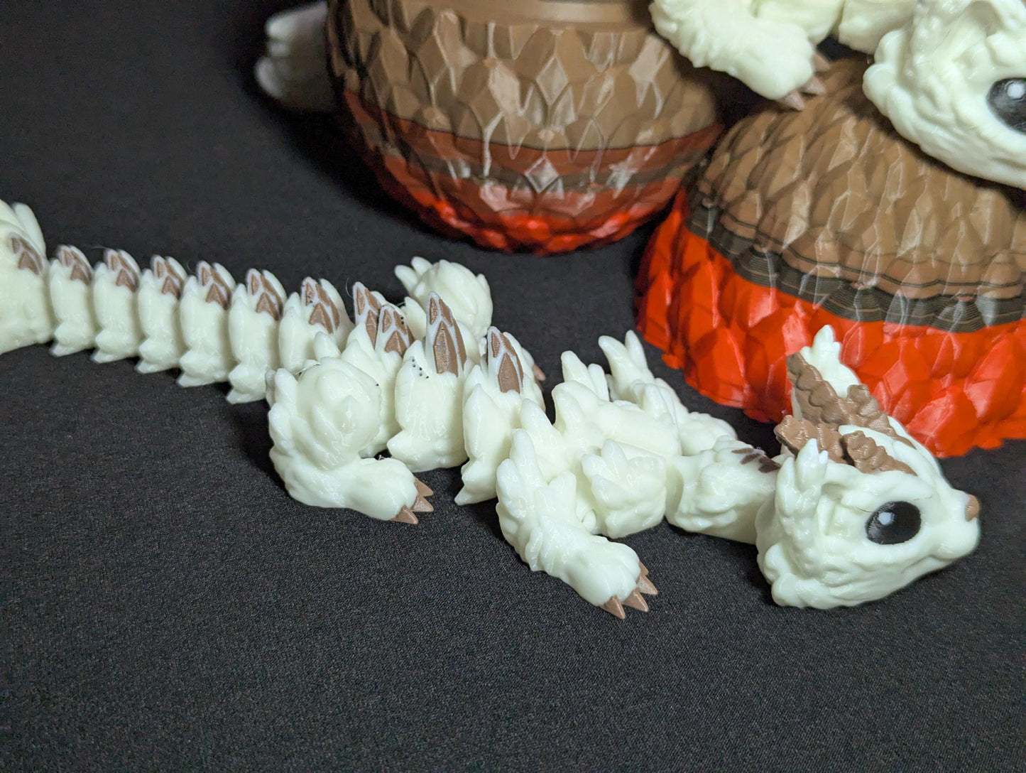 Articulating Baby Cat Dragon 3D Printed Flexible Fantasy Creature Fidget Toy, Desk Buddy, Custom Feline dragon Egg design.Custom Cat Fidget