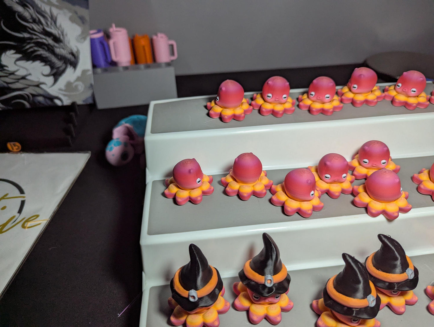 Mini Octopus Fidget Toy – Cute Pink & Orange Desk Buddy – 3D Printed Octo Collectible”