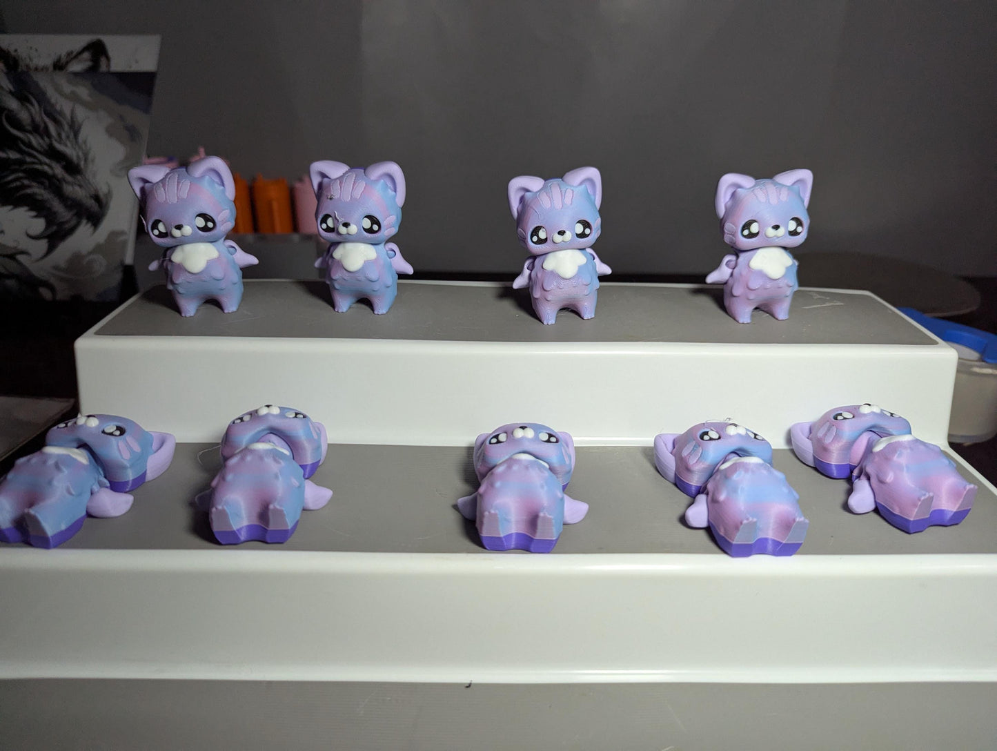 Mini Fantasy cat Figure – Cute Pastel Desk Buddy – 3D Printed Collectible Toy- cat flexi