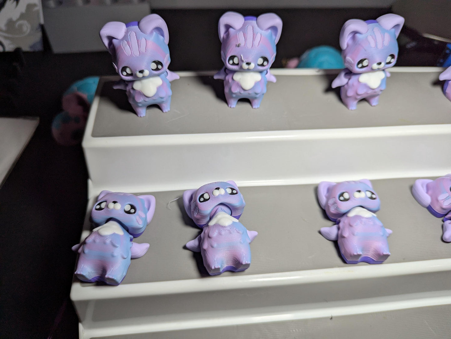 Mini Fantasy cat Figure – Cute Pastel Desk Buddy – 3D Printed Collectible Toy- cat flexi