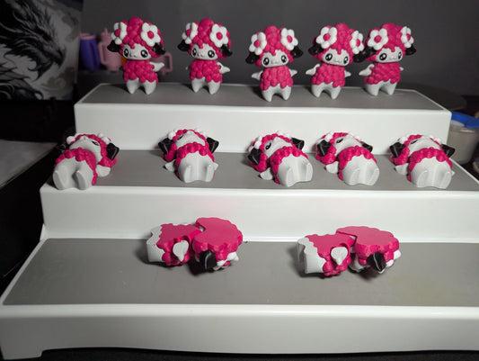 Mini Fantasy Sheep Figure – Cute Pink & White 3D Printed Collectible – Desk Buddy or Gift