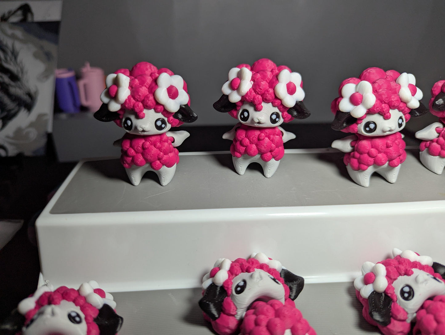 Mini Fantasy Sheep Figure – Cute Pink & White 3D Printed Collectible – Desk Buddy or Gift