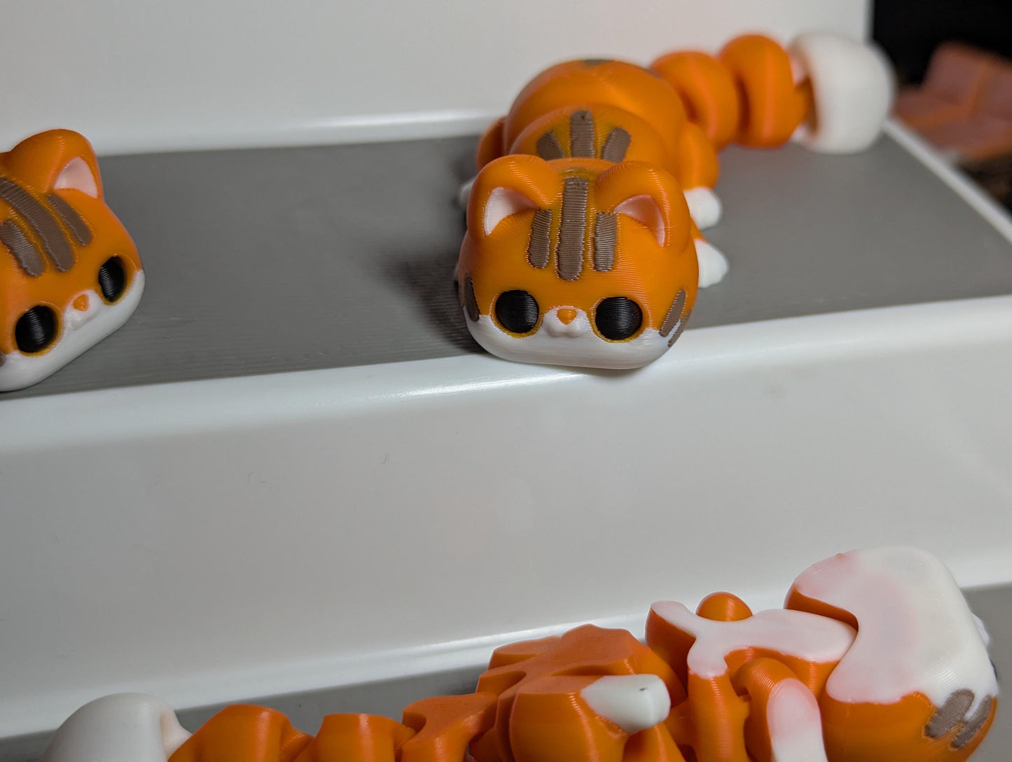3D Printed Articulated Cat Fidget Toy – Cute Orange Tabby Desk Pet, Flexible Kitty Gift for Cat Lovers, Fun Animal Collectible Decor