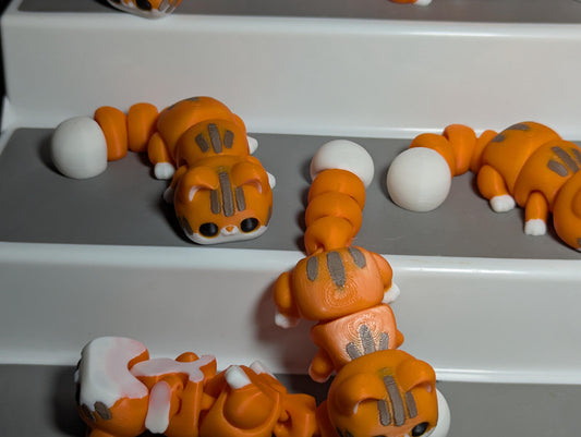 3D Printed Articulated Cat Fidget Toy – Cute Orange Tabby Desk Pet, Flexible Kitty Gift for Cat Lovers, Fun Animal Collectible Decor