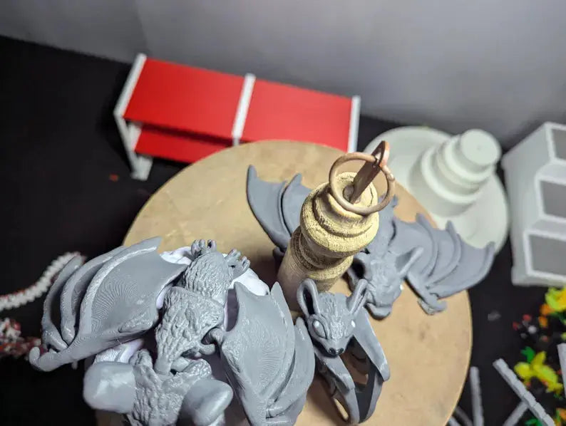 Gothic Bat Figurine Flexible 3D Printed Articulated Fantasy - Initiative Design
