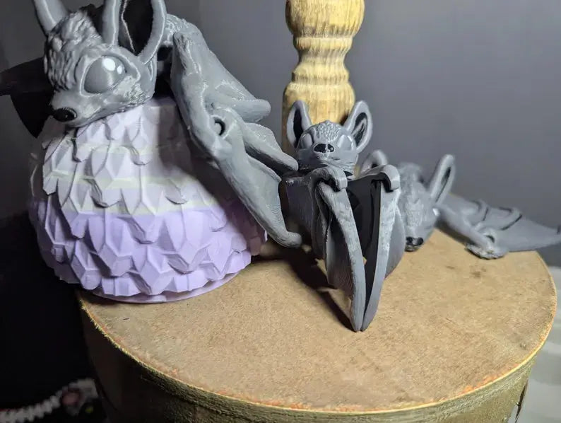 Gothic Bat Figurine Flexible 3D Printed Articulated Fantasy - Initiative Design
