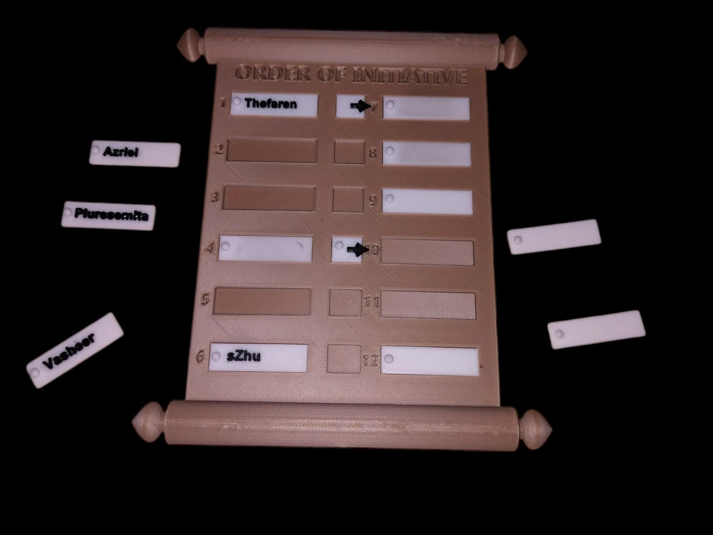 Customized Initiative Tracker showing removed parts