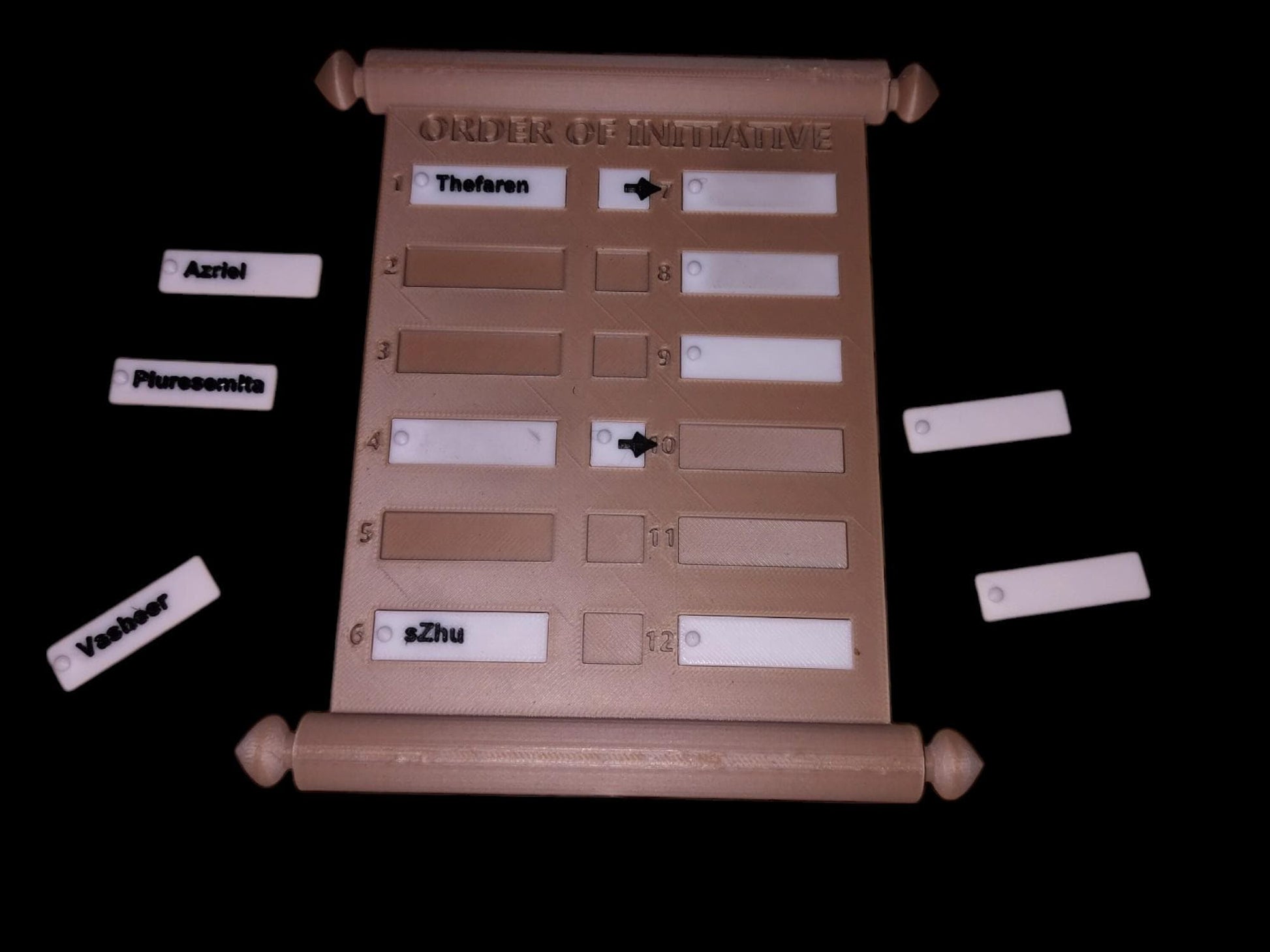 Customized Initiative Tracker showing removed parts