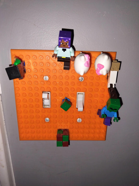 Building Brick Light switch cover  legos attached. Front Profile