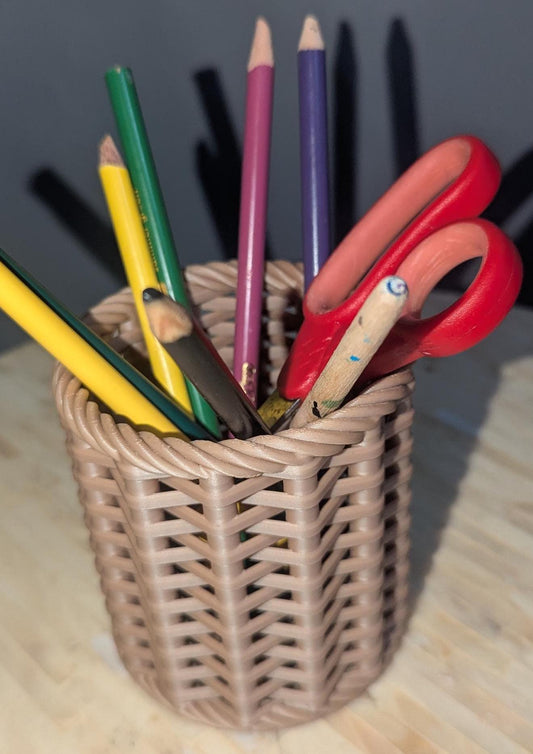 Designer Pen and Pencil Holder Rustic Desk Organizer for Office or Home Decor-Holds Office Supplies Storage for pens and pencils Woven case