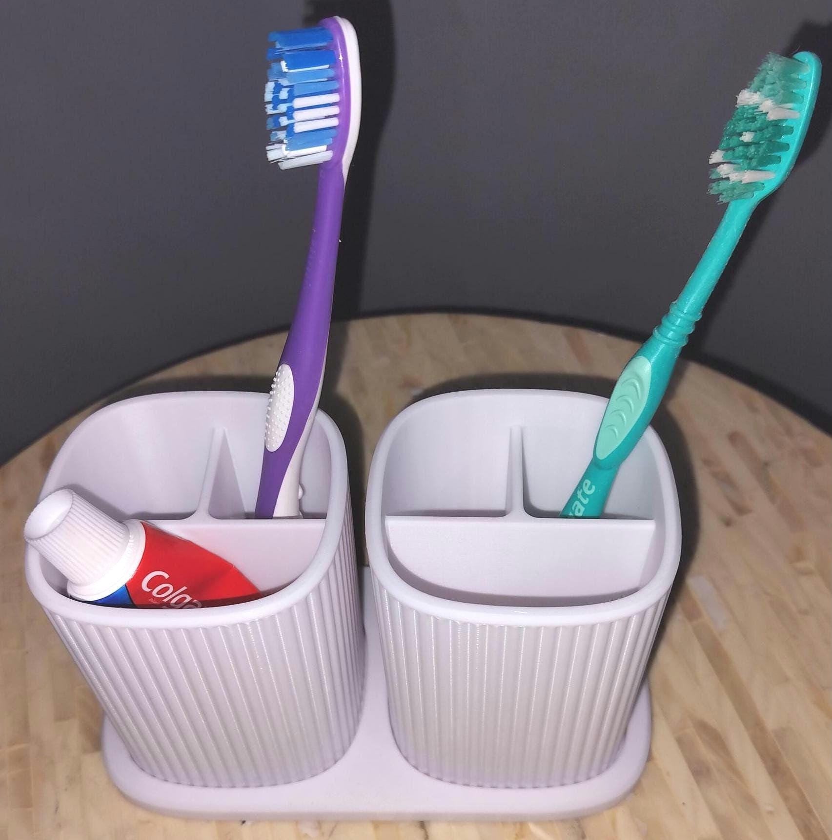 Stylish Bathroom Toothbrush Holder - Modern Decorative Toothbrush Stand Bathroom Organizer - Toothbrush Storage Solution Bathroom Accessory
