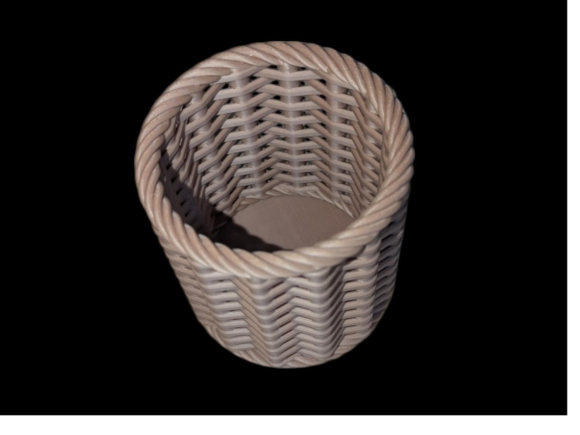 Woven designed pen holder top view