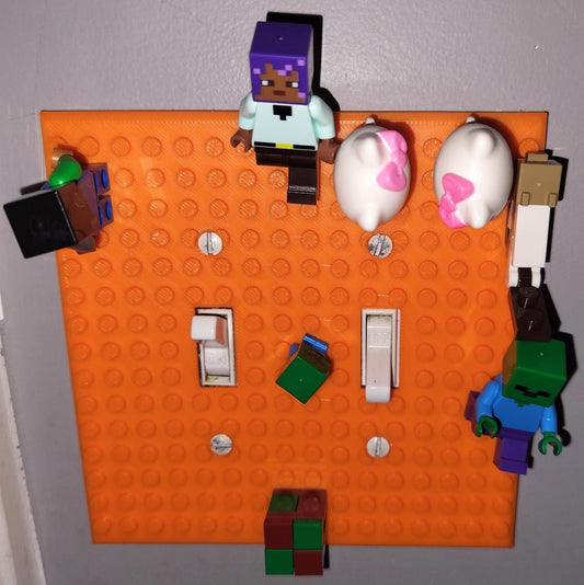 Building Brick Light switch cover  legos attached. Front Profile