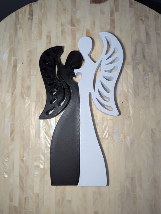 Modern Angel Silhouette Statue – Black & White Angel Figurine | Elegant Christian Home Decor, Spiritual Gift