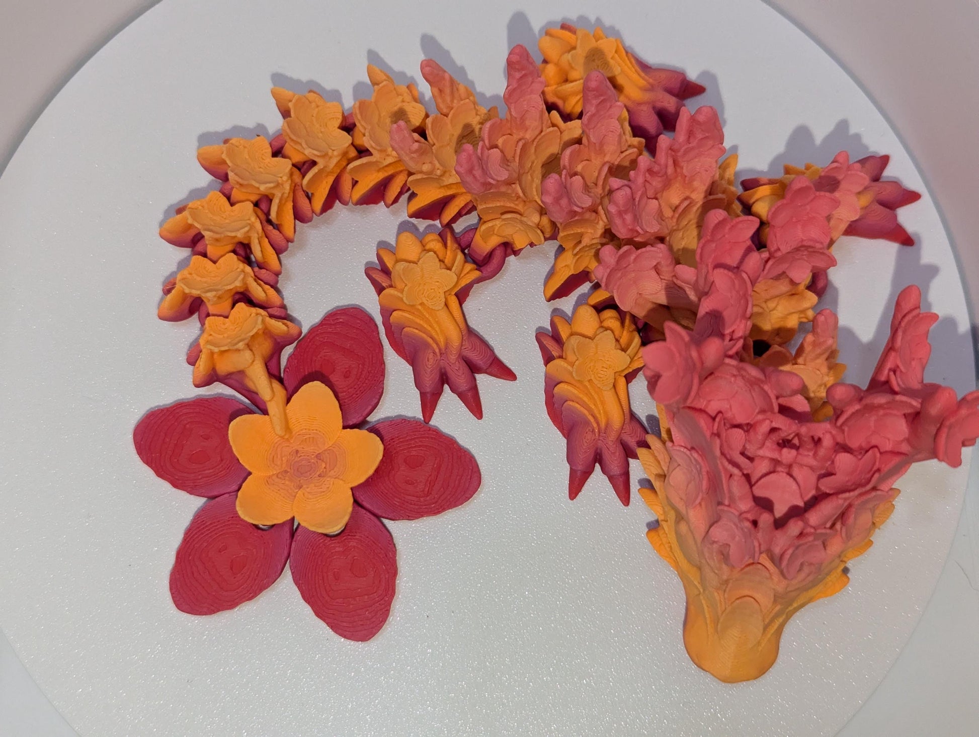 Tail profile of cherry blossom articulated dragon.