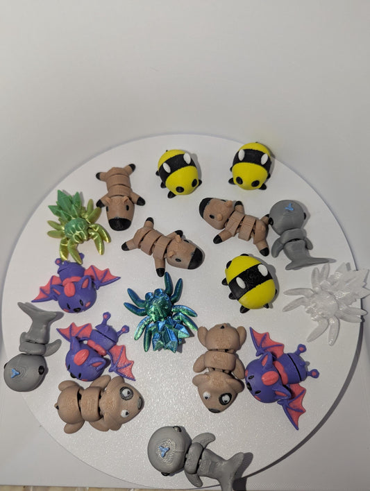Mini Flexi Animal Fidget Toys – 3D Printed Articulated Creatures | Cute Pocket Pets, Anxiety Relief, Great Gifts