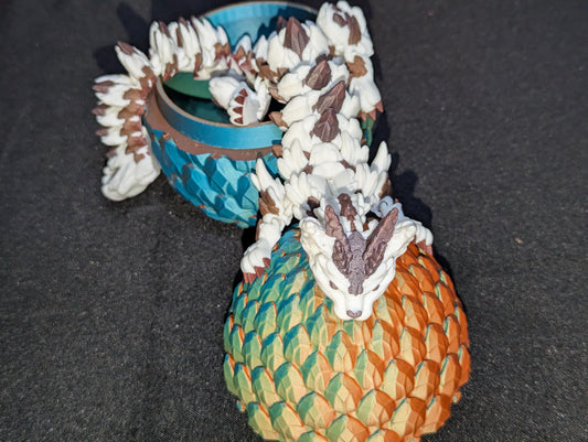 Articulating Cat Dragon 3D Printed Flexible Fantasy Creature Fidget Toy, Desk Buddy, Custom Feline dragon Egg design. Custom Cat Fidget