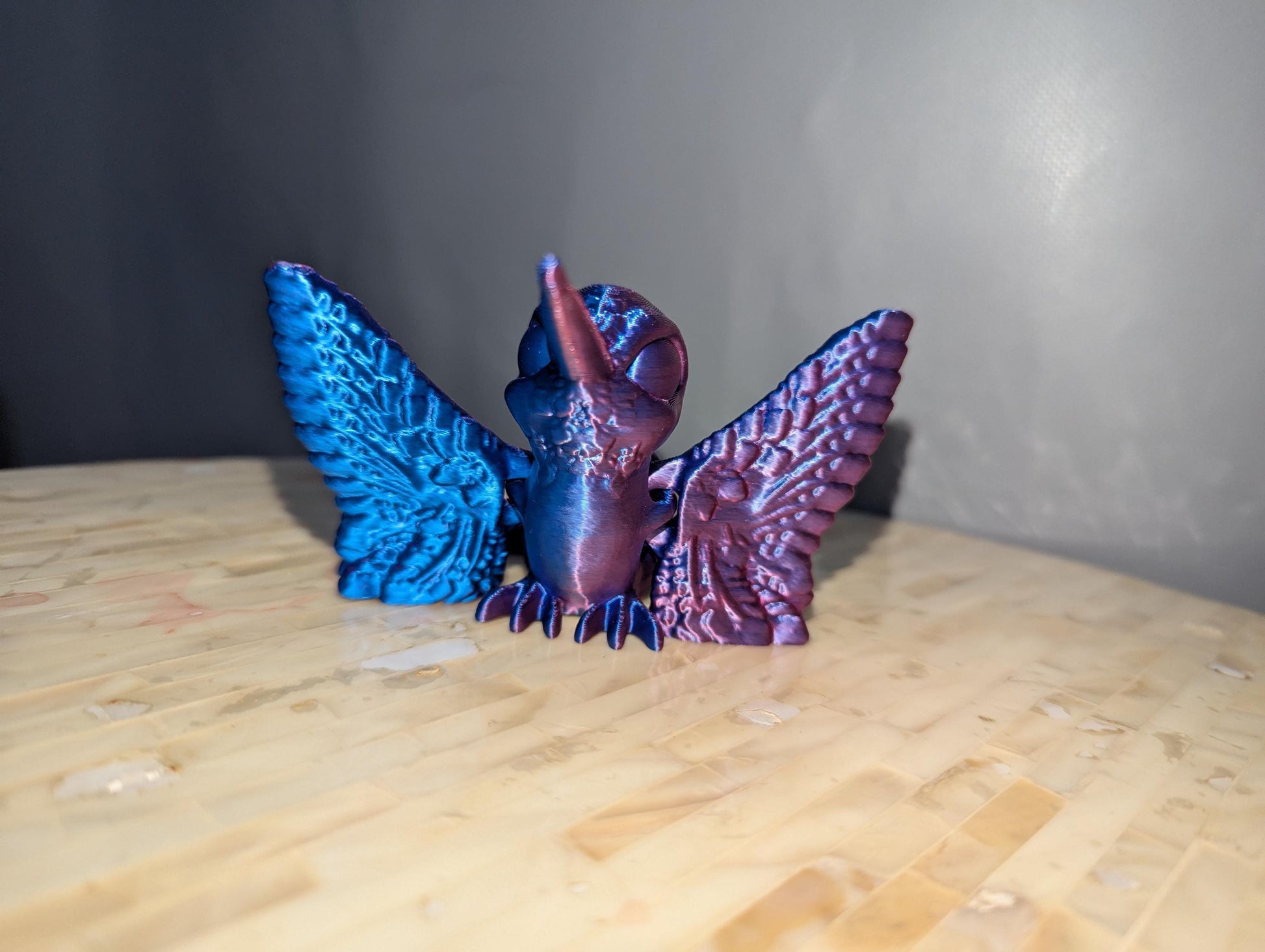 Articulated Hummingbird Statue 3D Printed Movable Wings CinderWing Design poseable desk fidget. Stress anciety Relief ADHD Fidget Toy Dragon