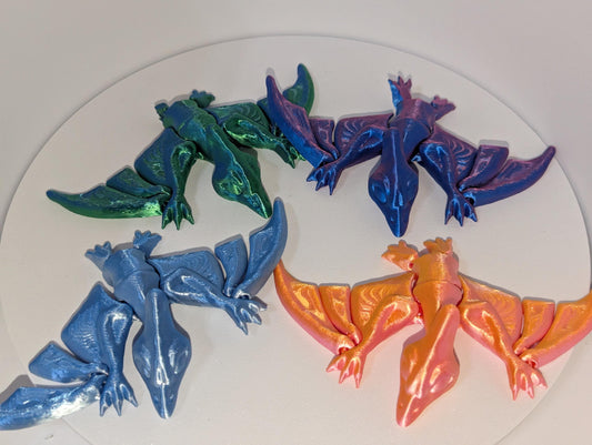 Articulated Pterodactyl Dinosaur Toy 3D Printed Flexi Dragon Toy Colorful Desk animal, Flexible Flying Dinosaur, Anxiety and stress relief