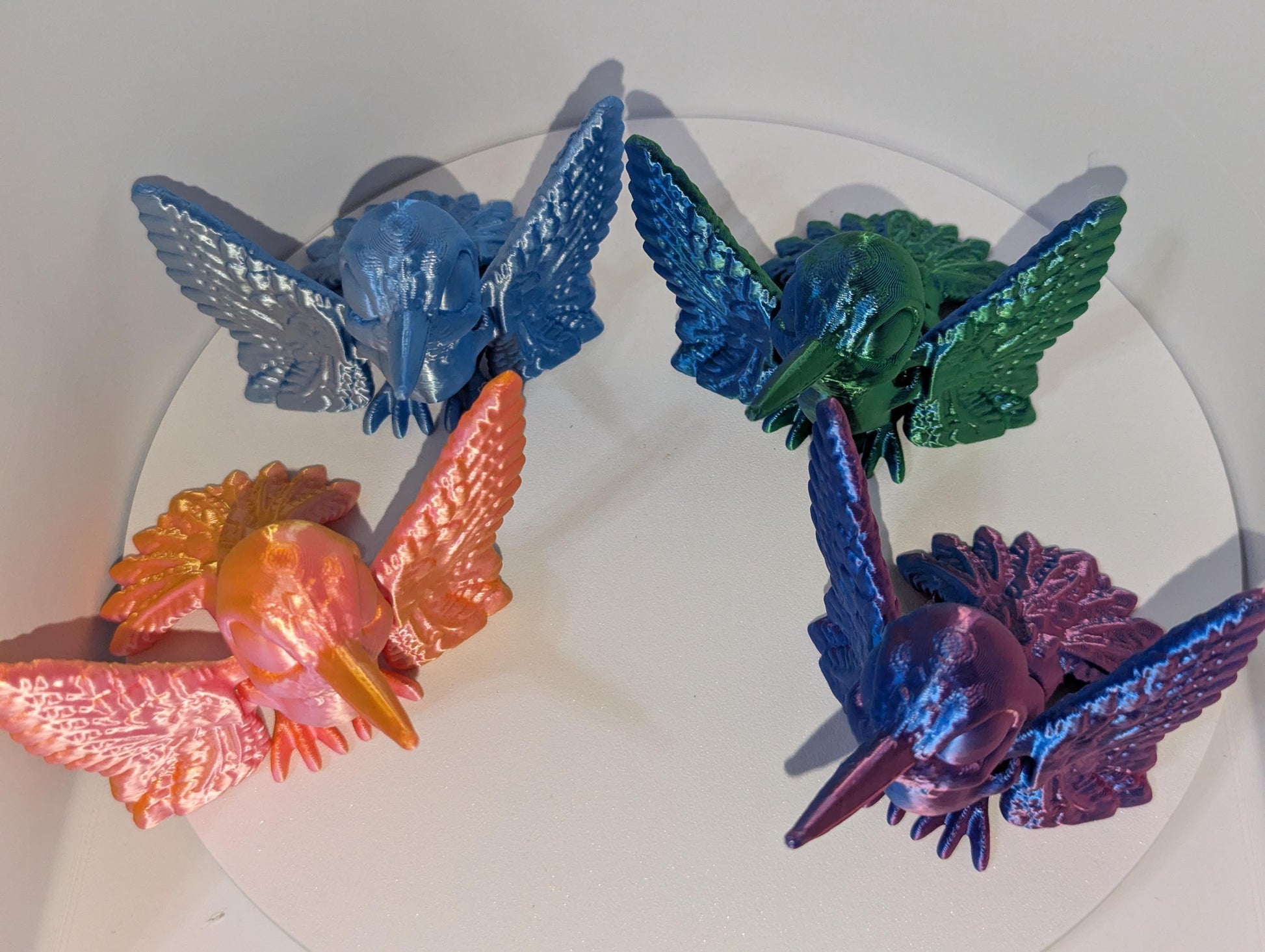 Articulated Hummingbird Statue 3D Printed Movable Wings CinderWing Design poseable desk fidget. Stress anciety Relief ADHD Fidget Toy Dragon