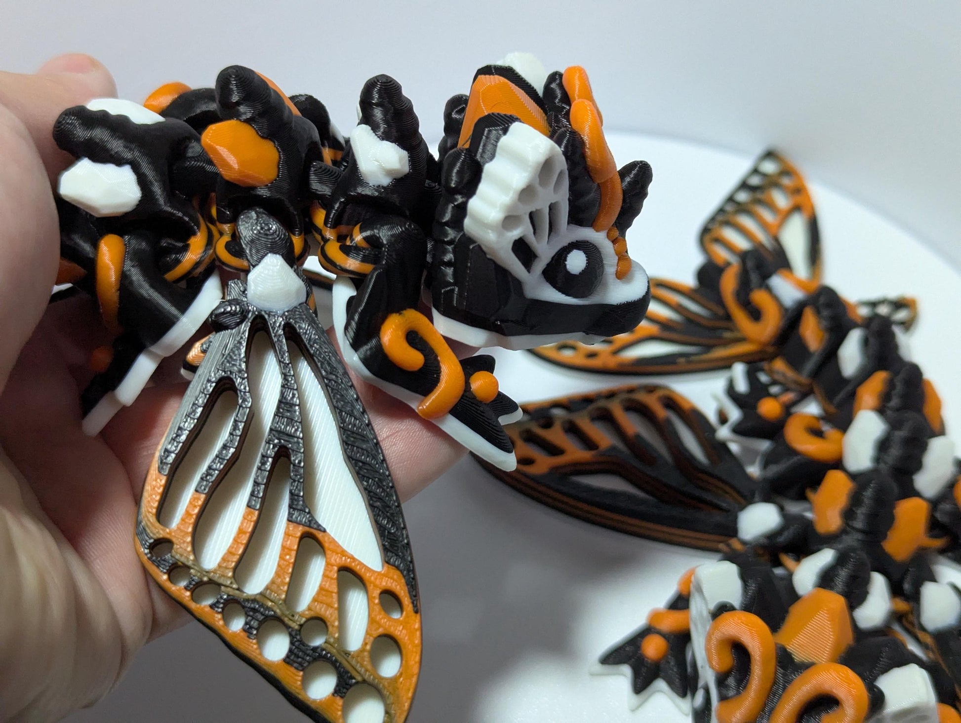 Monarch Butterfly Dragon 3D Printed Model | Fidget Articulated Creature Colorful Butterfly Dragon Figure ADHD and Anxiety Relief