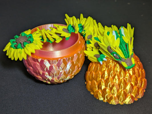 3D Printed Sunflower Dragon | Articulated Flower Dragon Figurine | Fidget Toy Fantasy Dragon | Articulated Dragon ADHD and Anxiety Relief