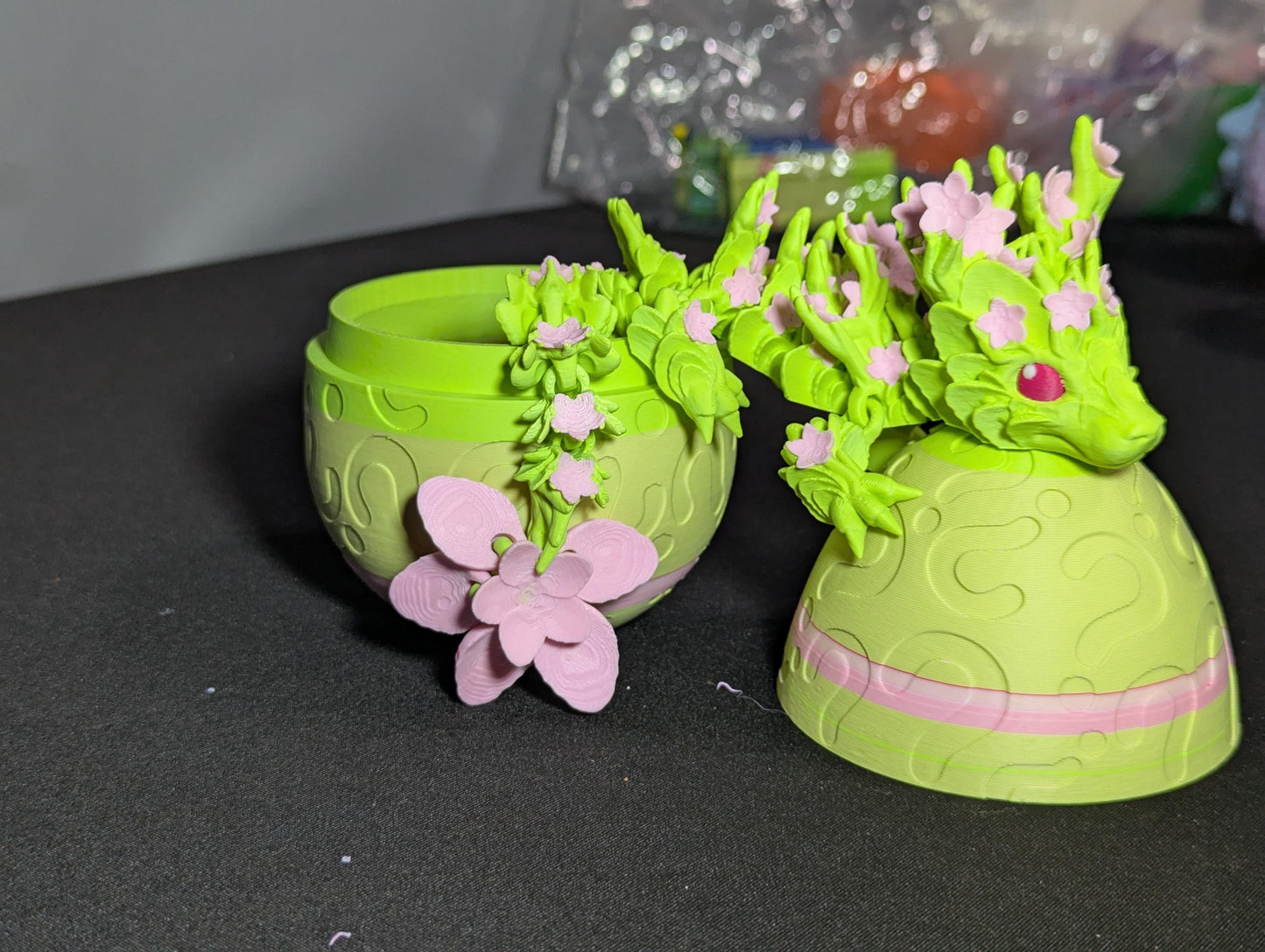 3D Printed Cherry Blossom Dragon Floral Fantasy Decor with Nature Inspired Details Articulated Spring flower Articulated Anxiety Relief