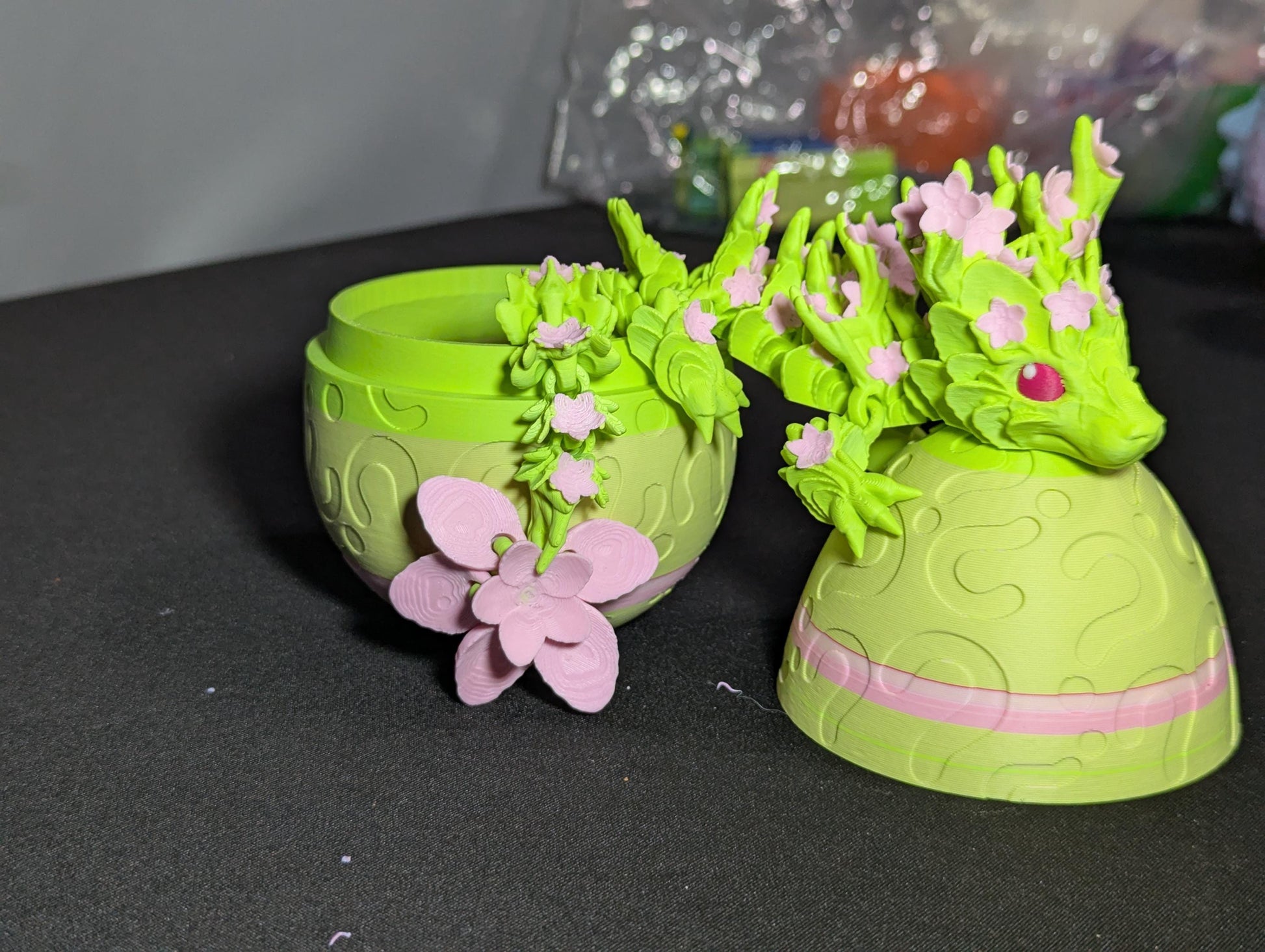 3D Printed Cherry Blossom Dragon Floral Fantasy Decor with Nature Inspired Details Articulated Spring flower Articulated Anxiety Relief
