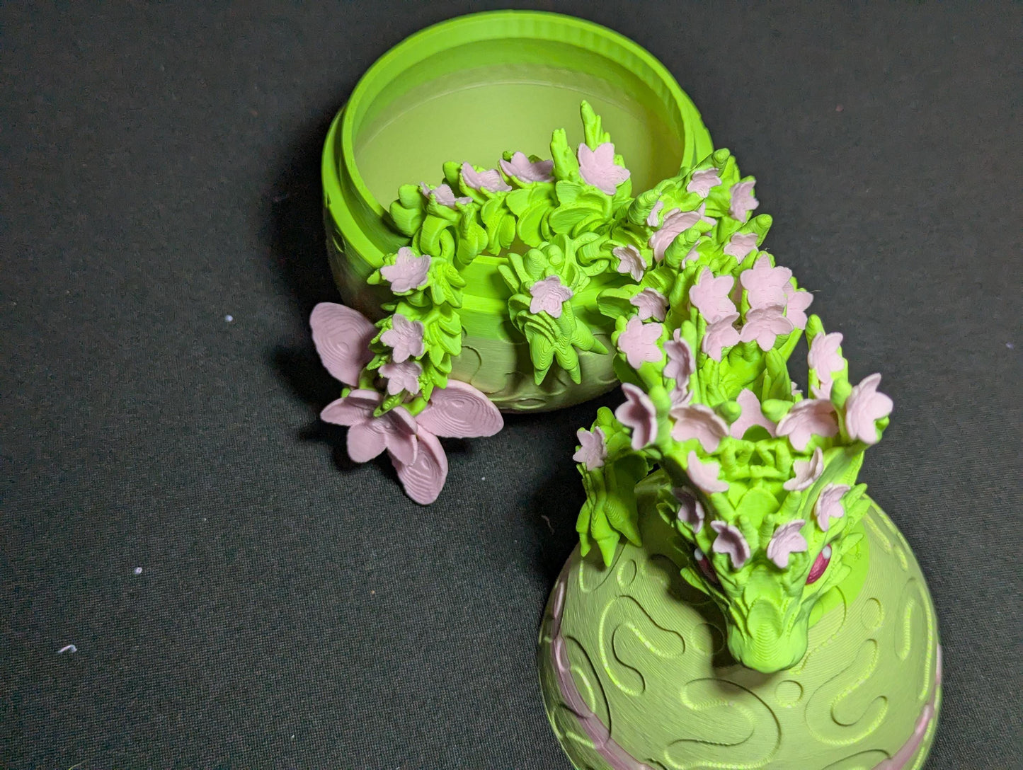 3D Printed Cherry Blossom Dragon Floral Fantasy Decor with Nature Inspired Details Articulated Spring flower Articulated Anxiety Relief