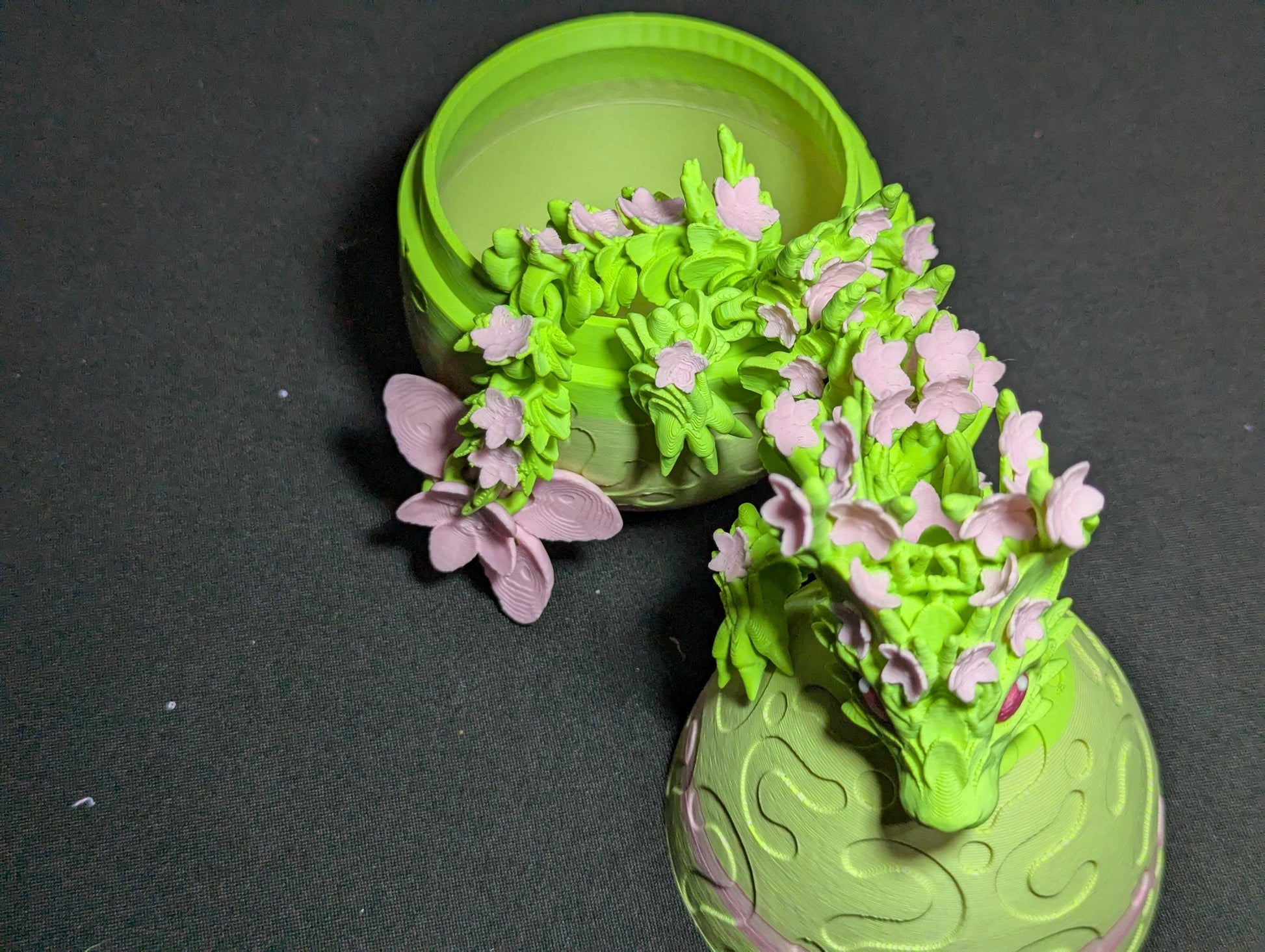 3D Printed Cherry Blossom Dragon Floral Fantasy Decor with Nature Inspired Details Articulated Spring flower Articulated Anxiety Relief