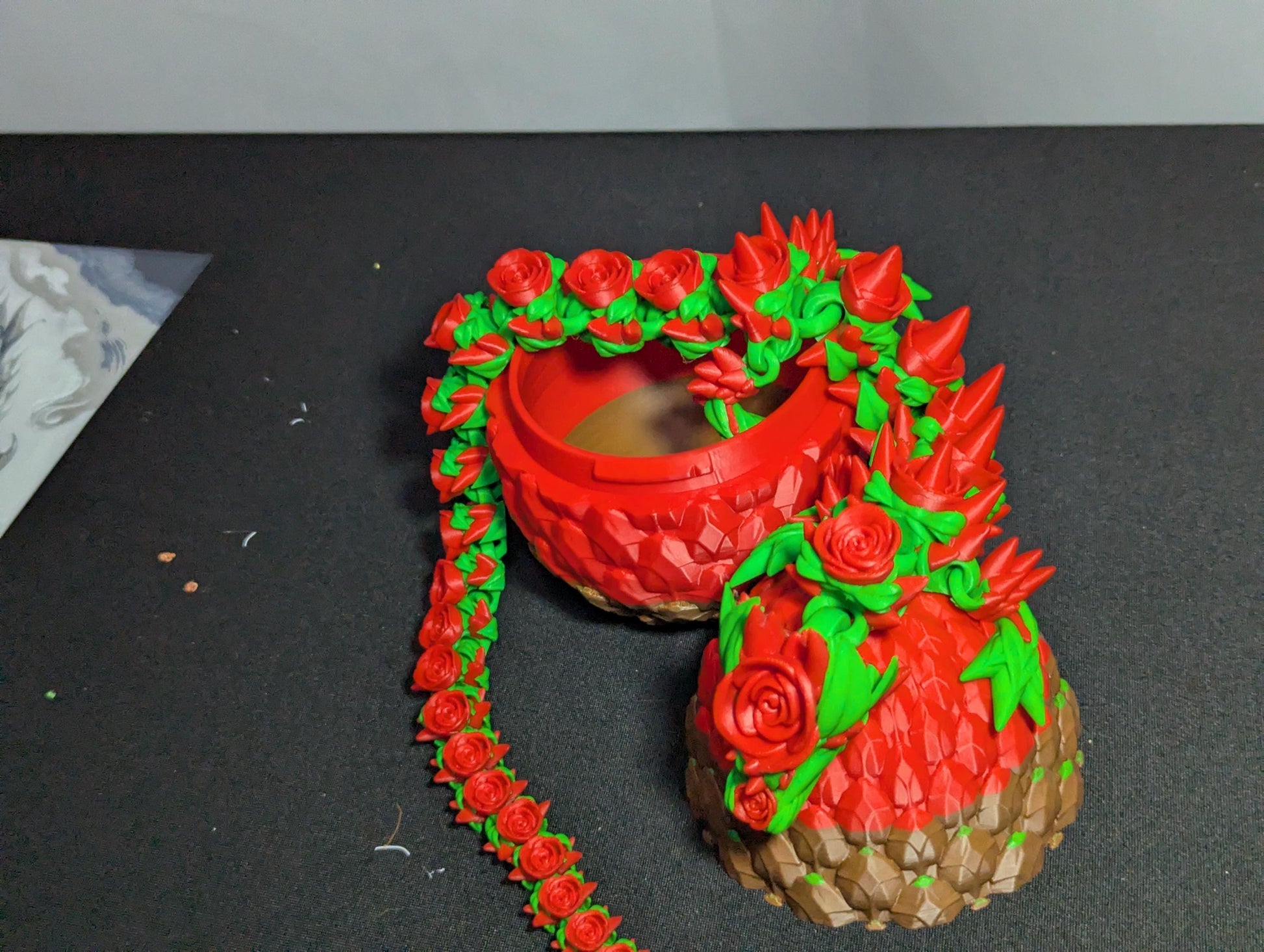 Articulated Rose Dragon 3D Printed Flower Dragon Multi-color Figure fantasy Rose Dragon Flexible Sensory Toy, Stress and Anxiety Relief