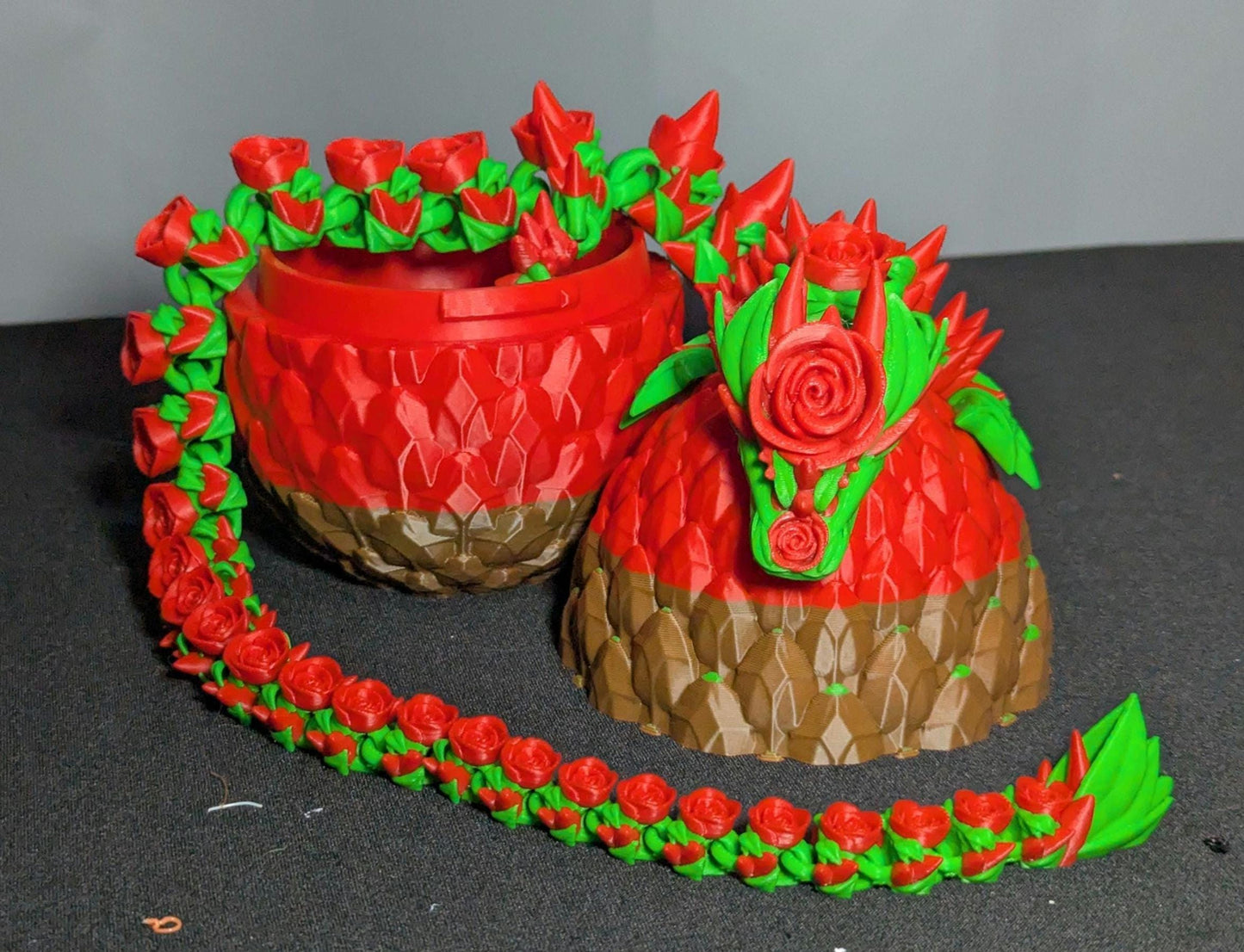 Articulated Rose Dragon 3D Printed Flower Dragon Multi-color Figure fantasy Rose Dragon Flexible Sensory Toy, Stress and Anxiety Relief