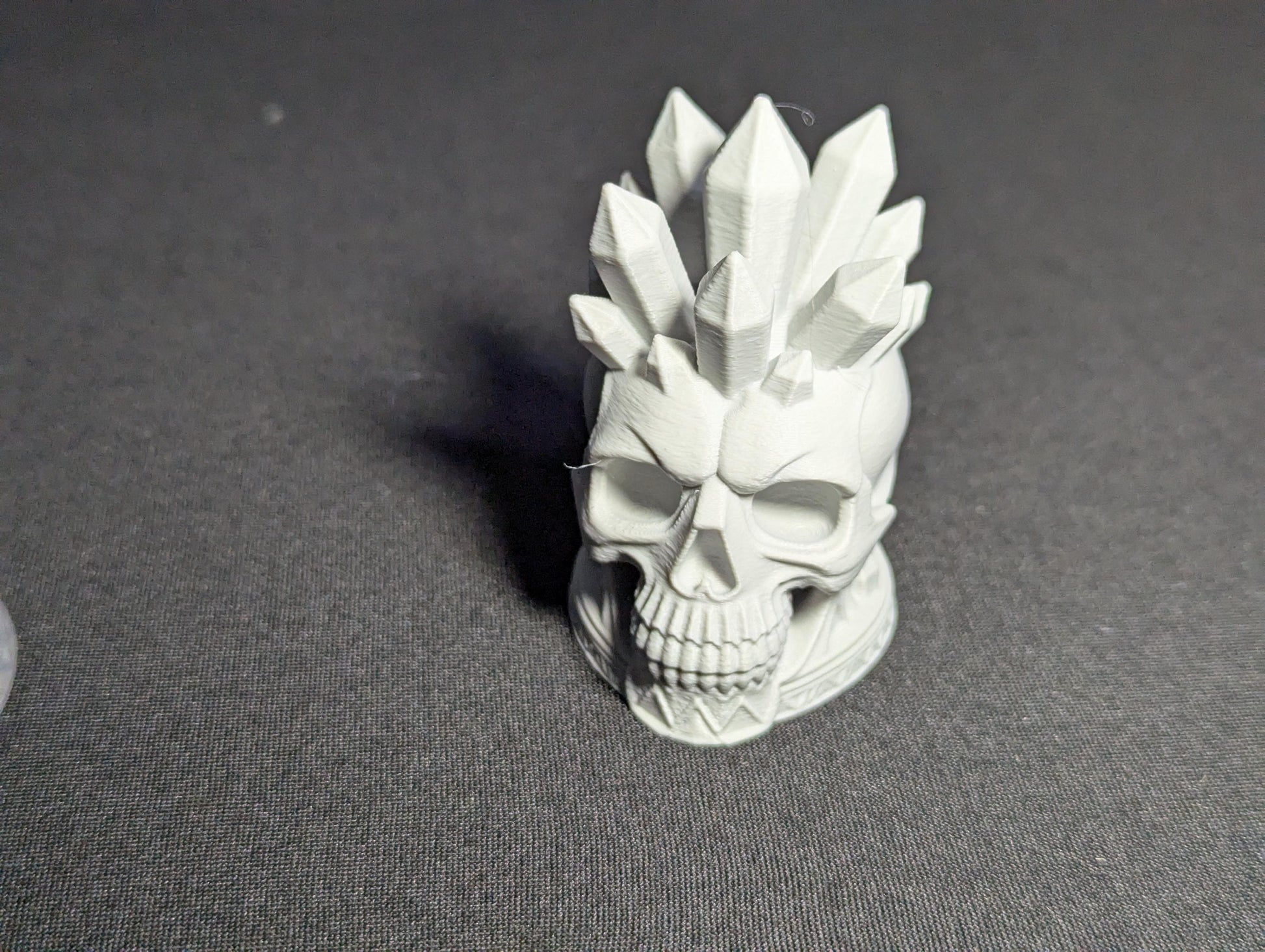 Gothic Crystal Skull, Spiked Skull Head Desk Decor | 3D Printed Gothic Skull Sculpture | Edgy Horror Office Accent