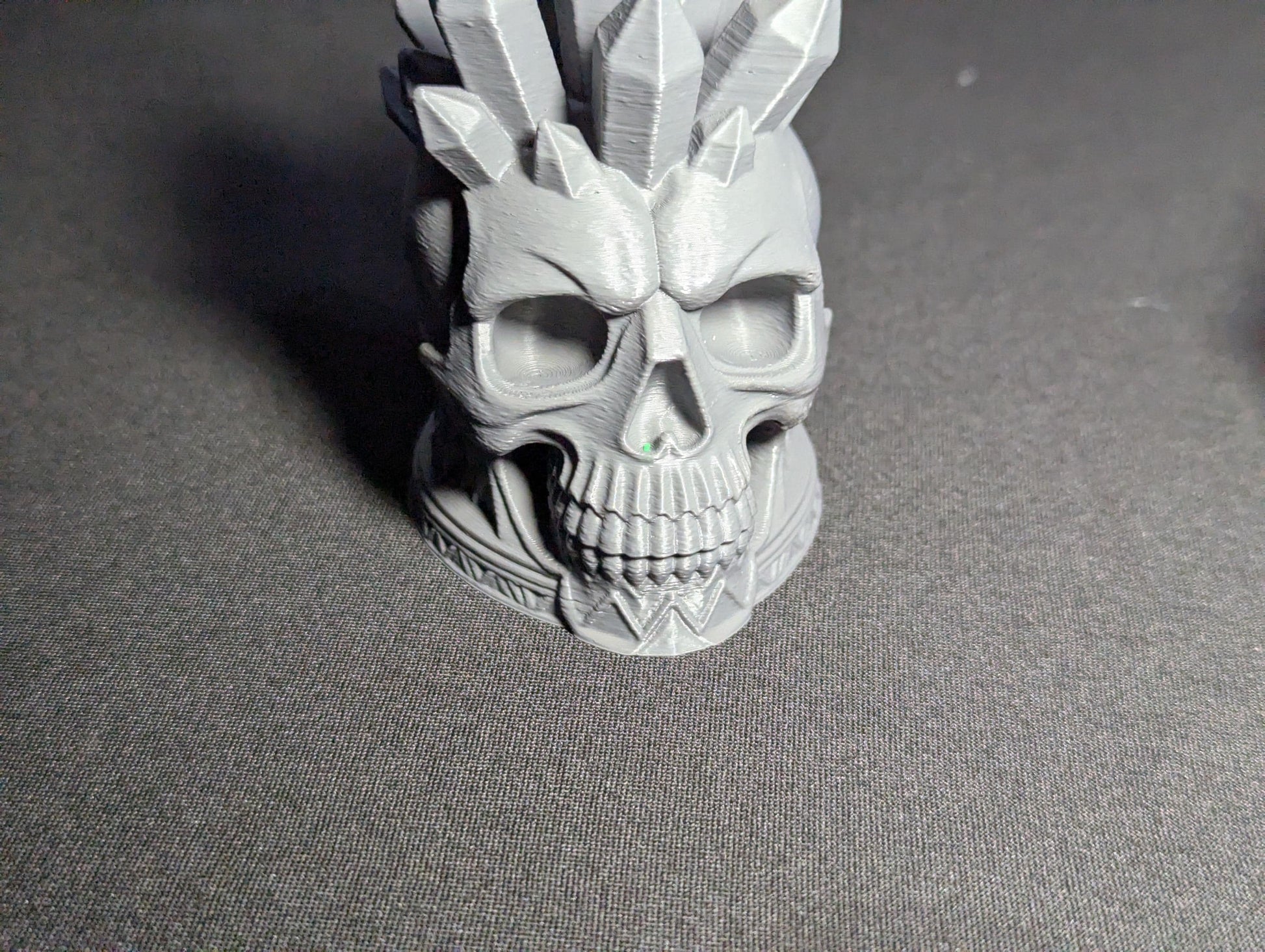 Gothic Crystal Skull, Spiked Skull Head Desk Decor | 3D Printed Gothic Skull Sculpture | Edgy Horror Office Accent