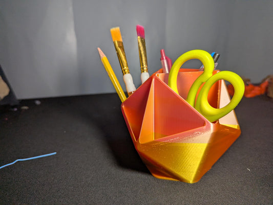 D20 Desk Organizer | Geometric 3D Printed Multi color Pen Brush Holder | Modern Office Decor | D&D desk holder| Dice D 20 Holder