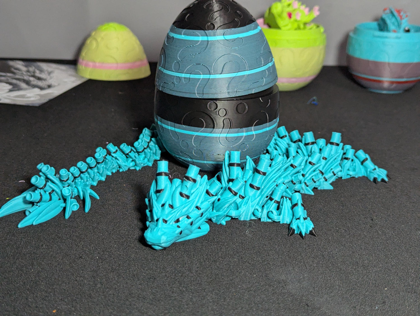 3D Printed Bamboo Dragon Figurine, Articulating Fidget Toy, Cute Desk Decor, Fantasy Gifts, Custom Made to Order, Stress and Anxiety Relief